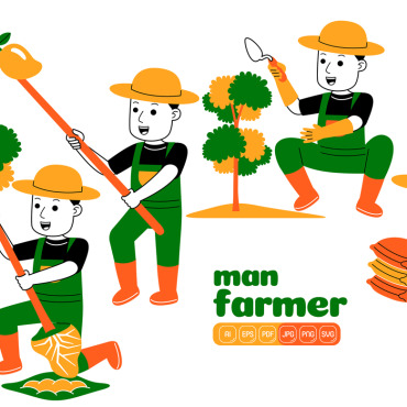 Farmer Farm Vectors Templates 375029