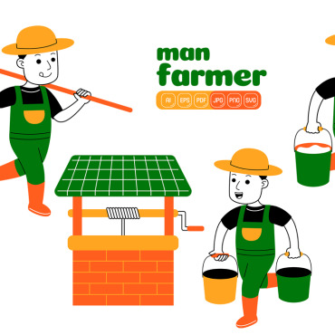 Farmer Farm Vectors Templates 375031