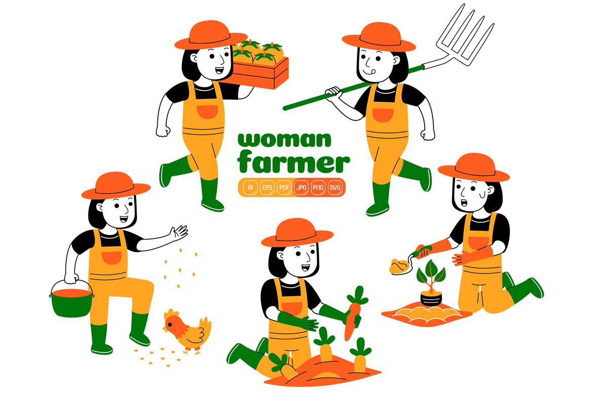 Woman Farmer Vector Pack #01