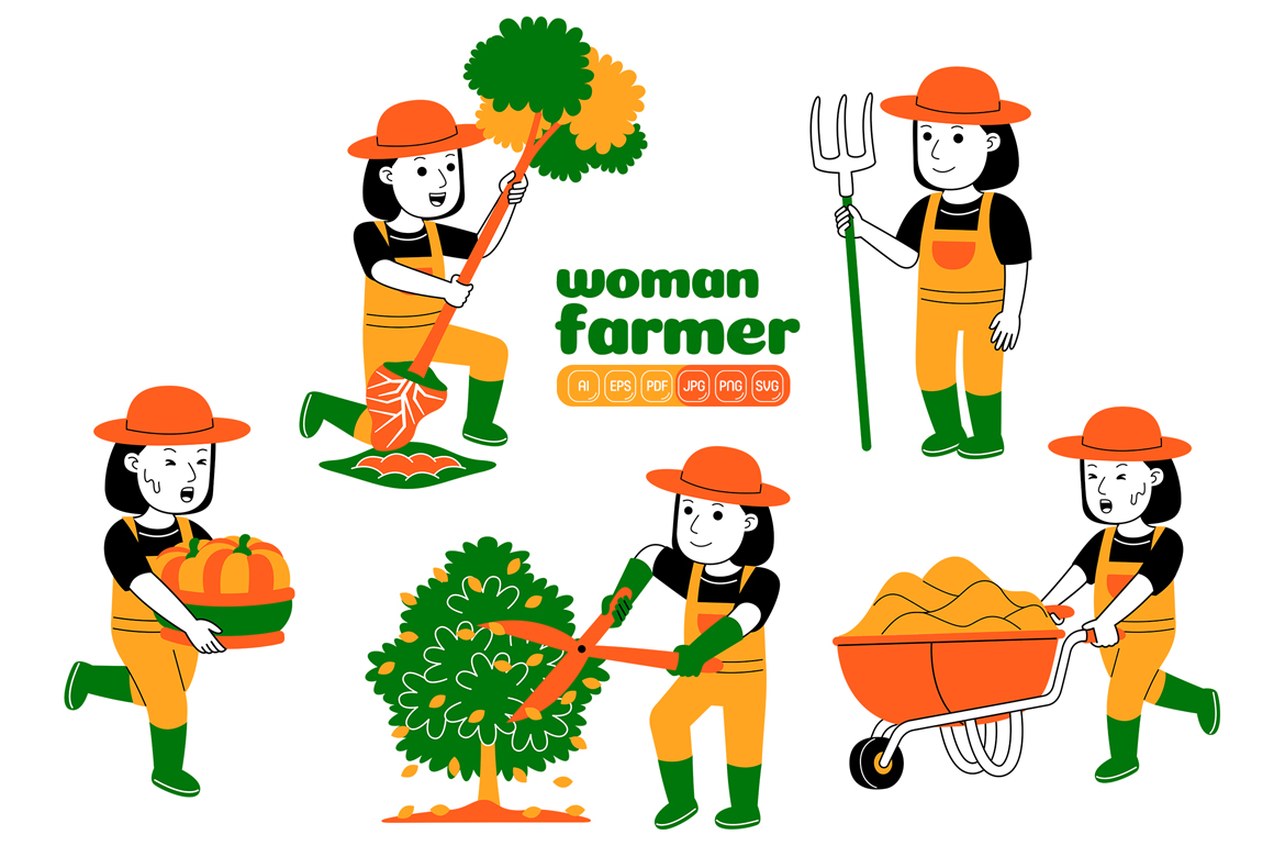 Woman Farmer Vector Pack #02