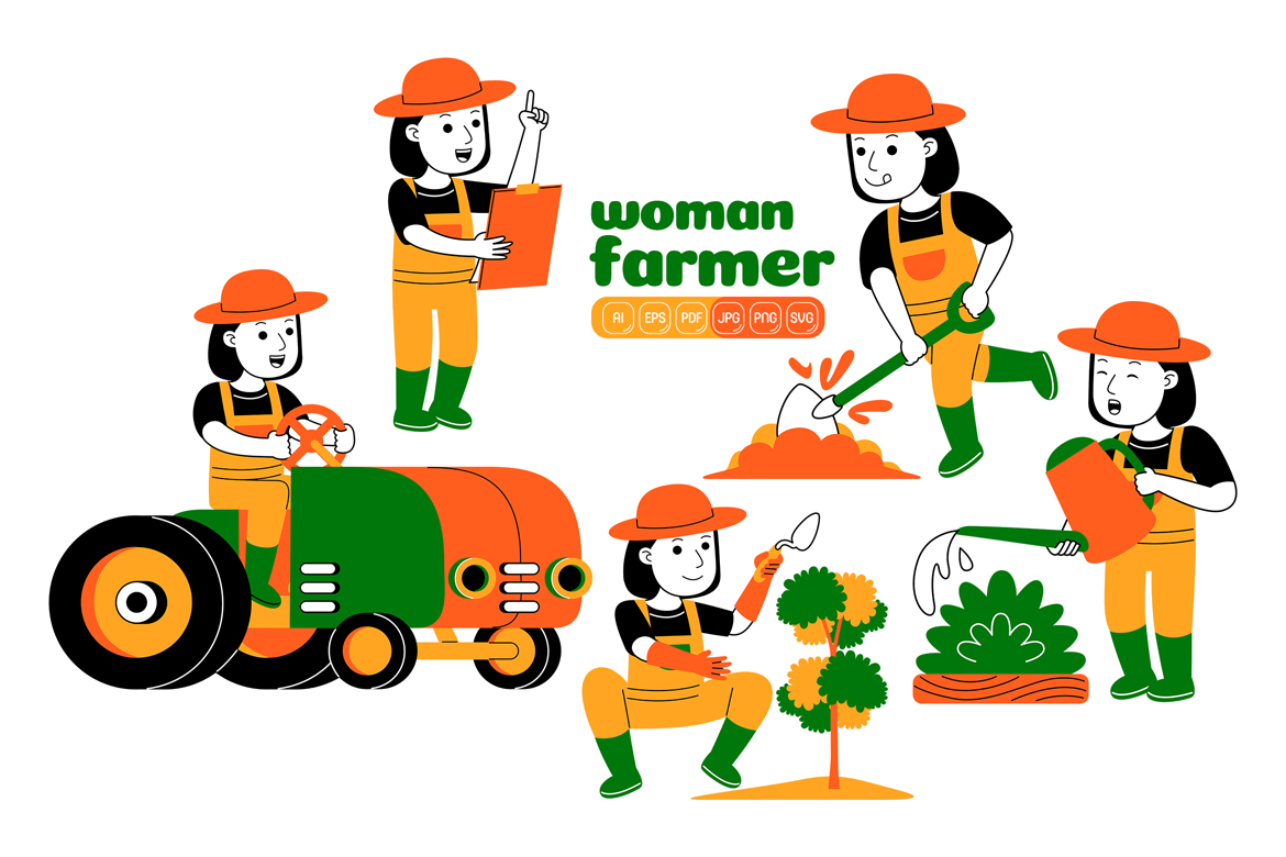 Woman Farmer Vector Pack #03