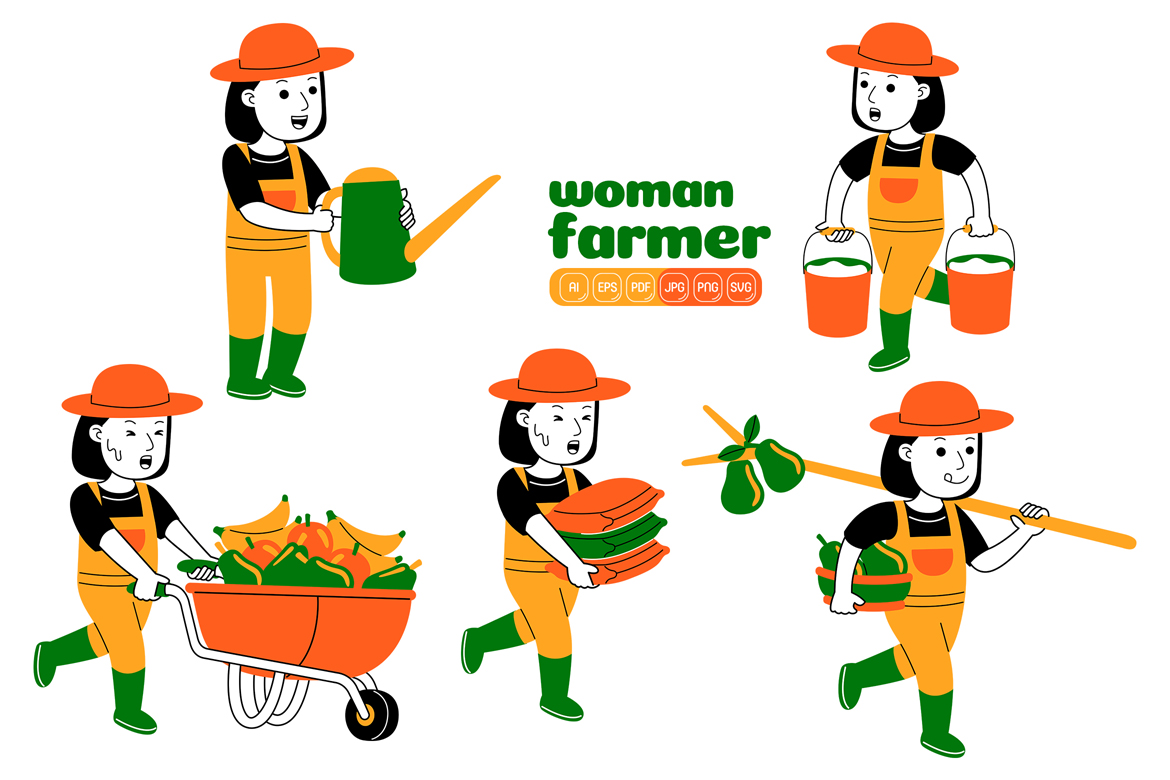 Woman Farmer Vector Pack #04