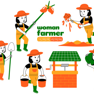 Farmer Farm Vectors Templates 375036