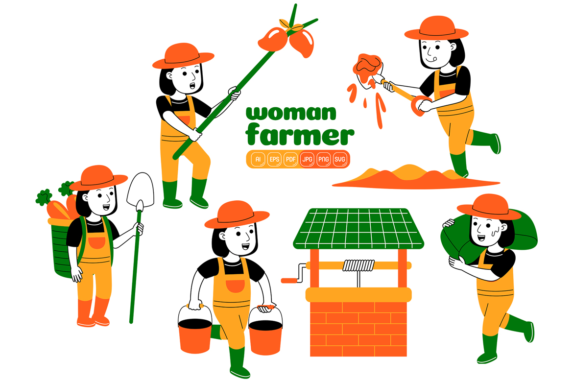 Woman Farmer Vector Pack #05