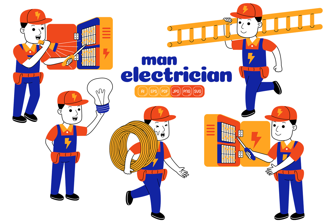 Man Electrician Vector Pack #01