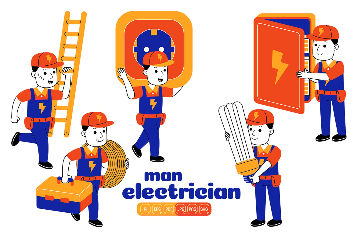 Man Electrician Vector Pack #02