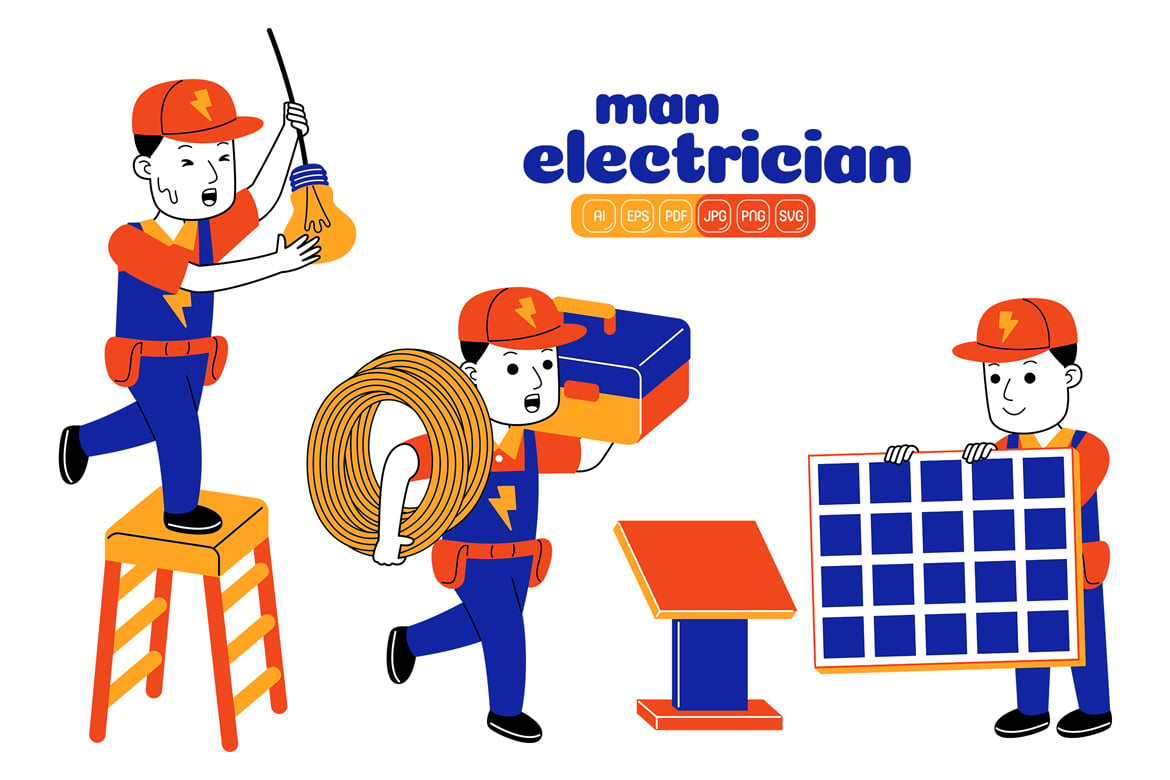Man Electrician Vector Pack #04