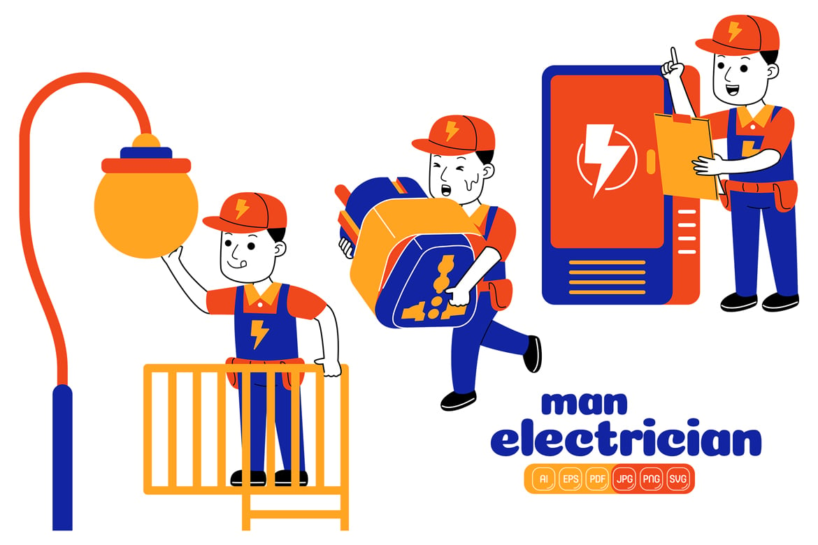 Man Electrician Vector Pack #05
