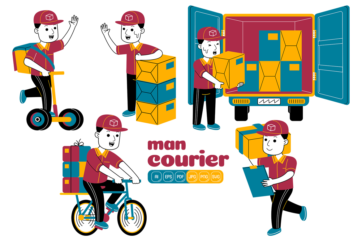 Man Courier Vector Pack #02