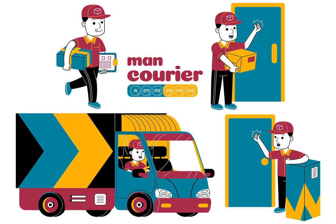 Man Courier Vector Pack #03