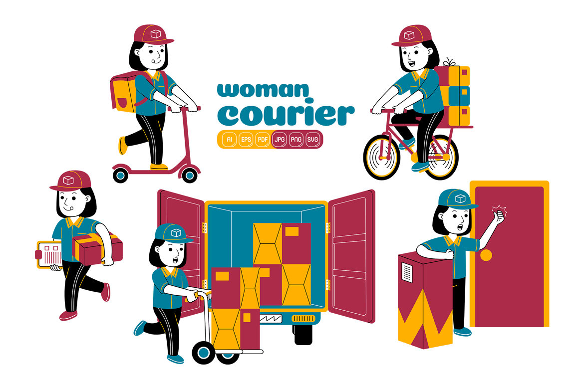 Woman Courier Vector Pack #01