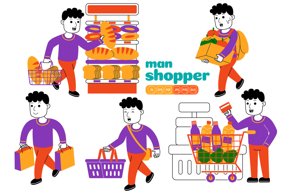 Man Shopper Vector Pack #01