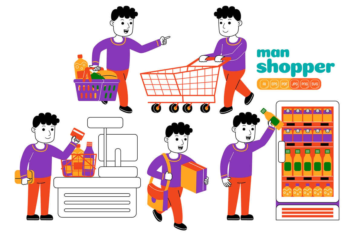 Man Shopper Vector Pack #02