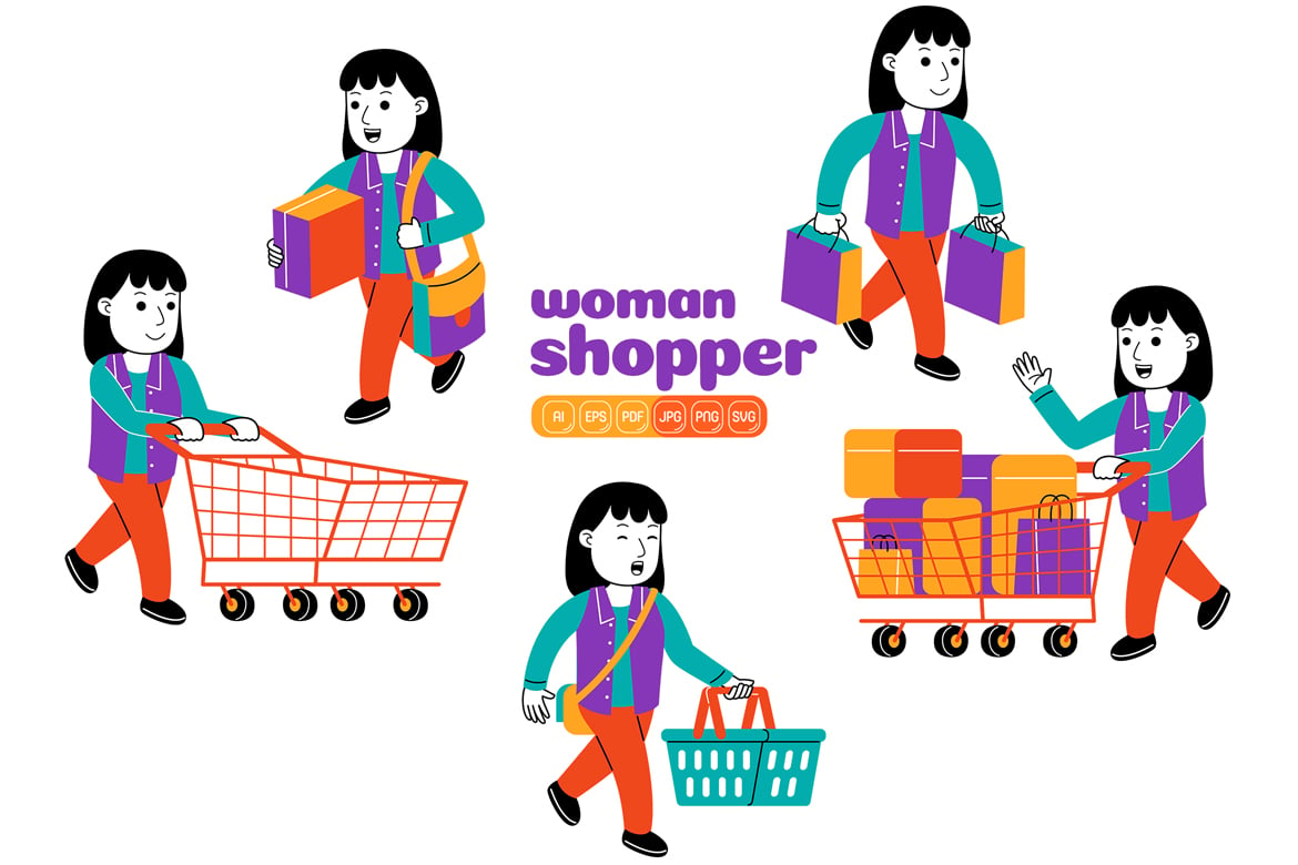 Woman Shopper Vector Pack #01