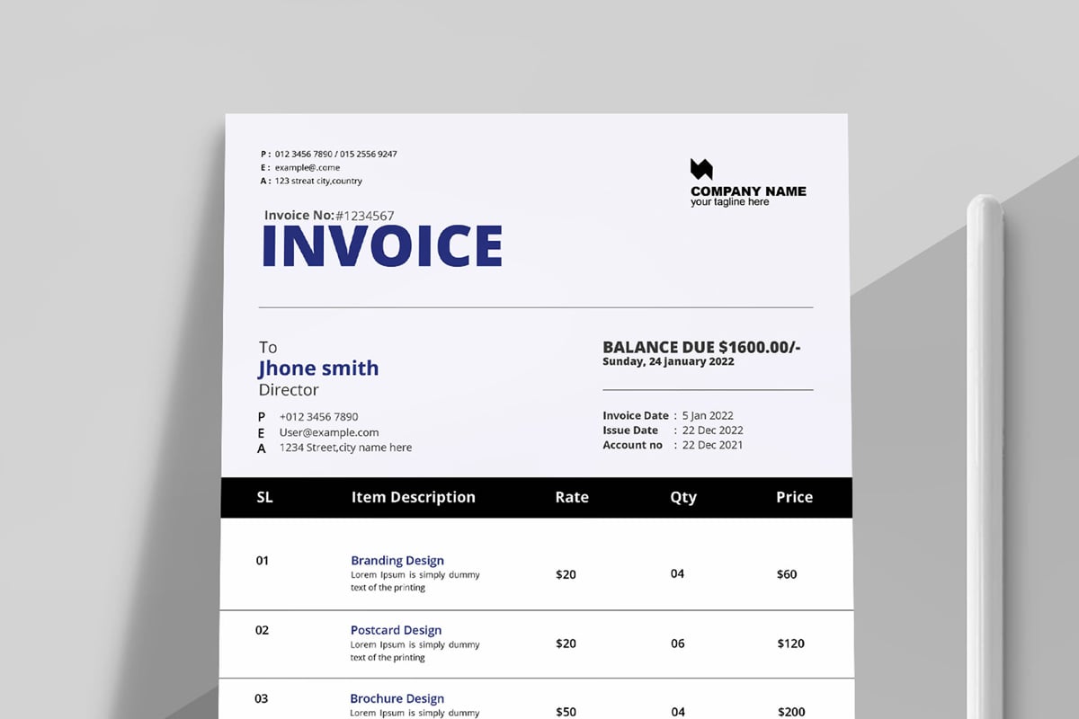 Corporate Invoice Layout Template