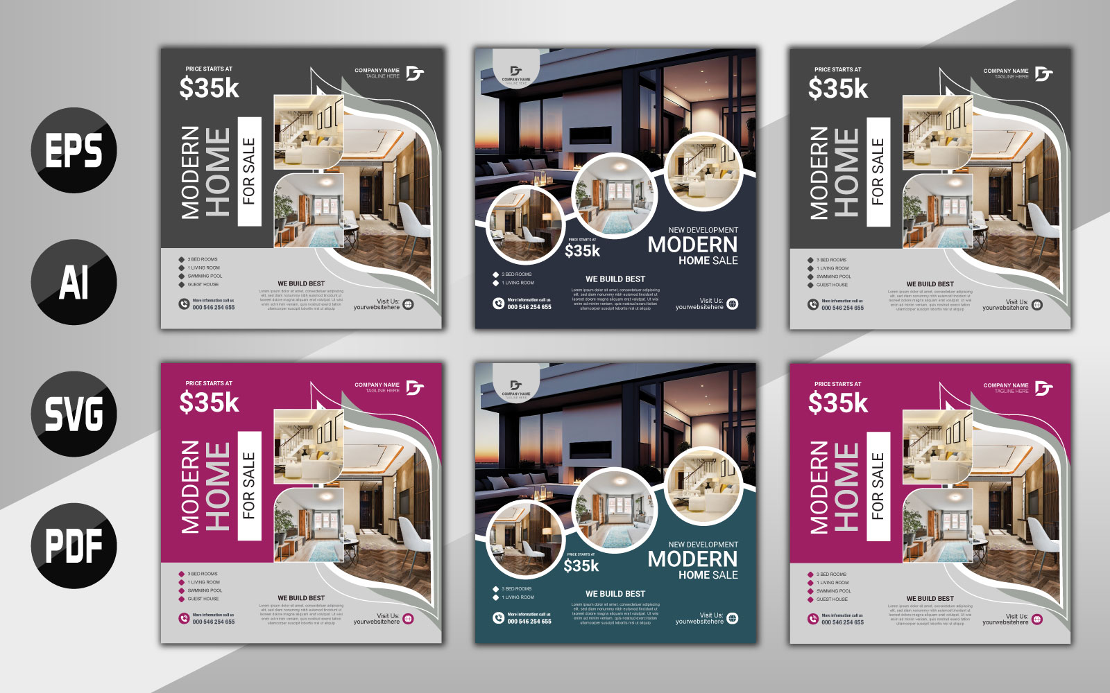 Home sale business social media post square banner template