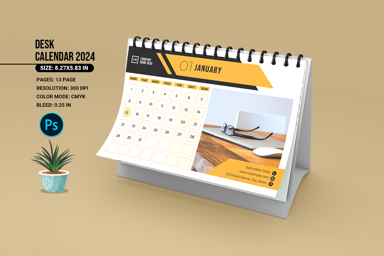 2024 Desk Calendar Template