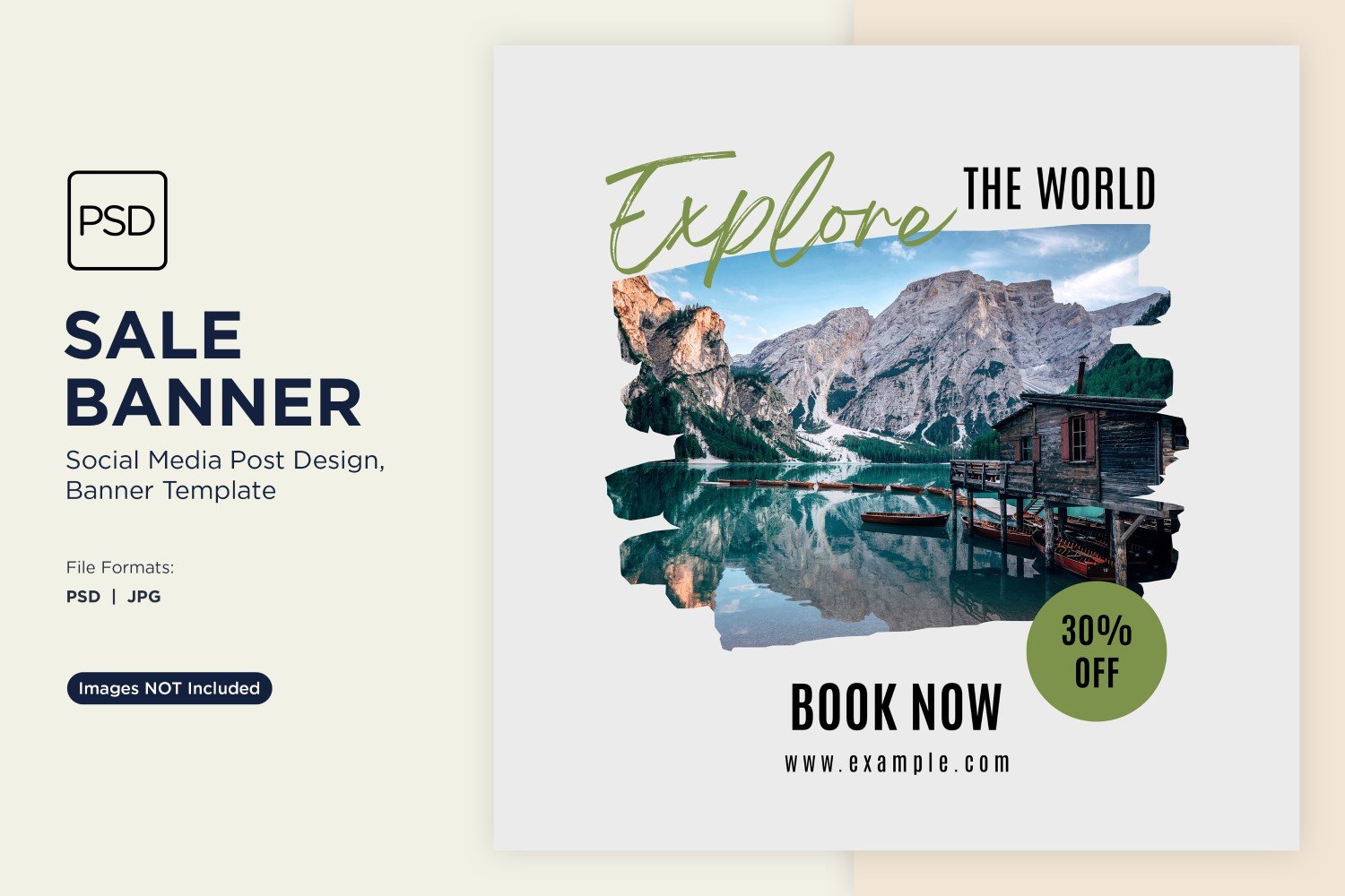 Explore the world travel and adventure sale banner design