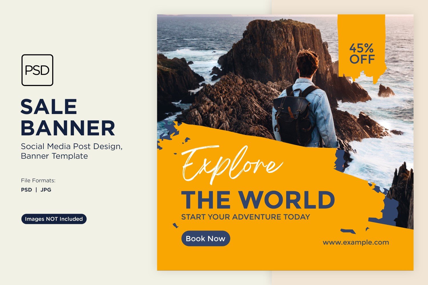Explore the world travel and adventure sale banner design Template 1
