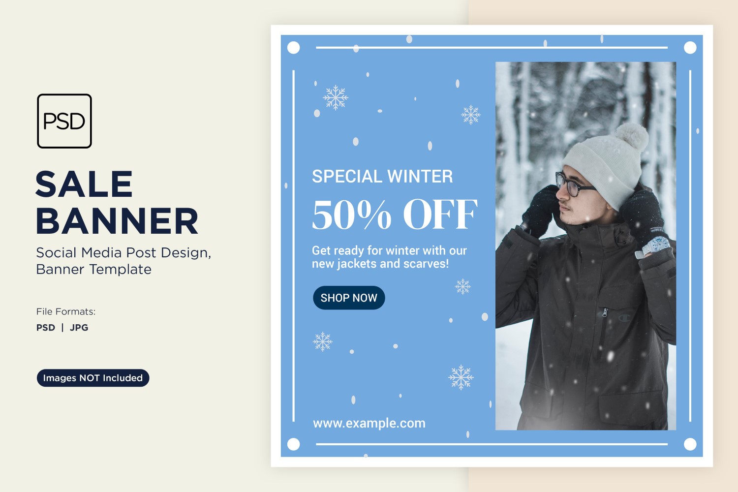 Winter Magic Snowy Sale Banner Design Template 3