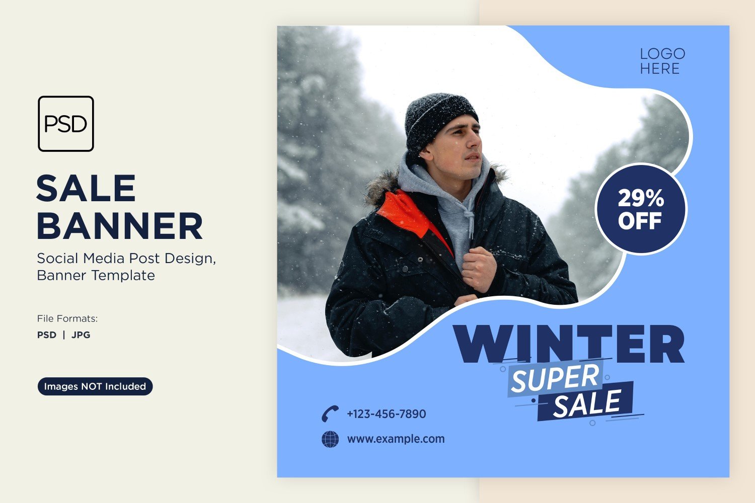 Winter Magic Snowy Sale Banner Design Template 4