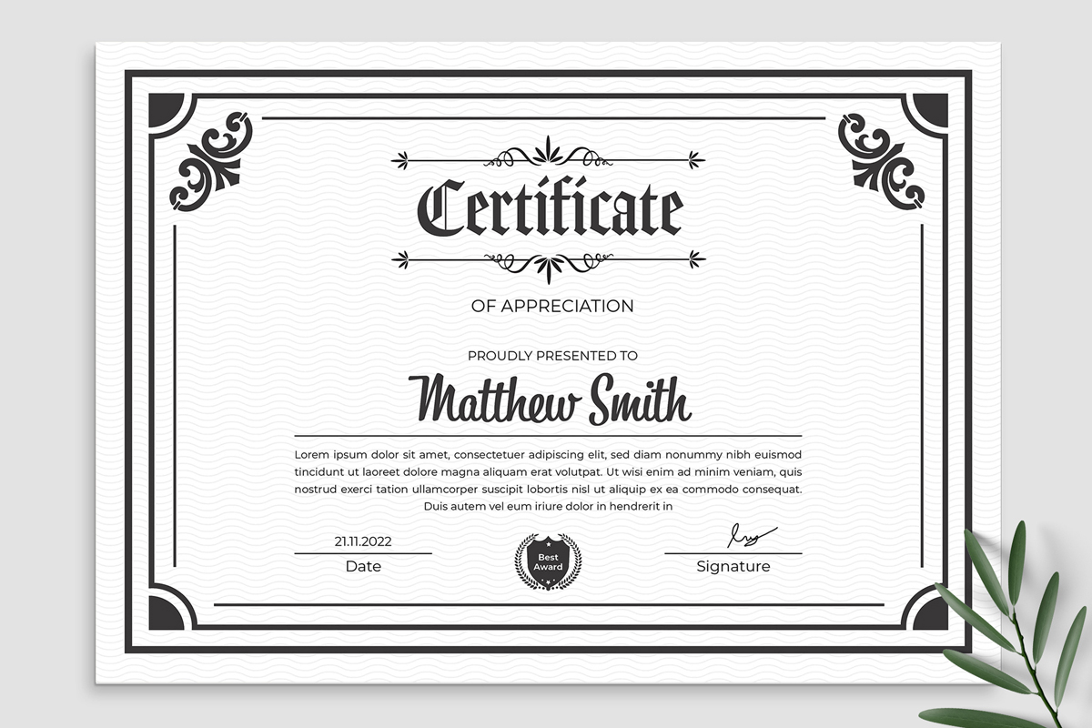 Certificate Template Mathew Smith