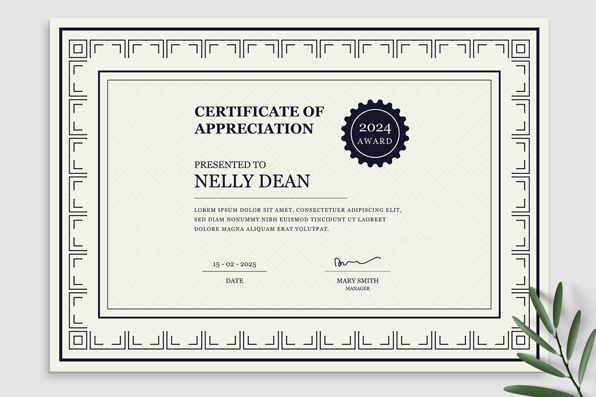 Certificate of Appreciation Layout Termplate