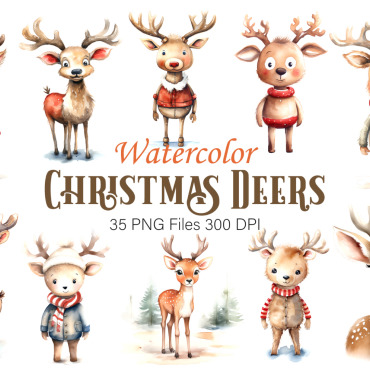 Christmas Deer Illustrations Templates 375659