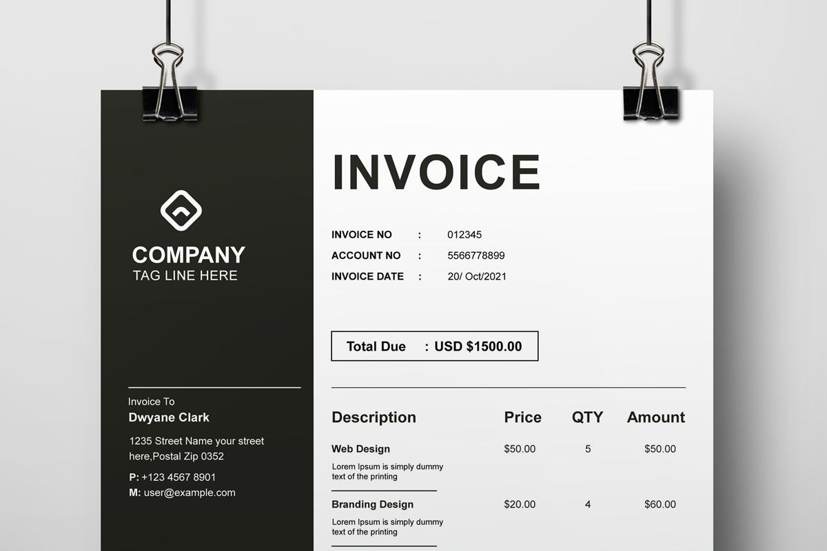 Black And white Invoice Template