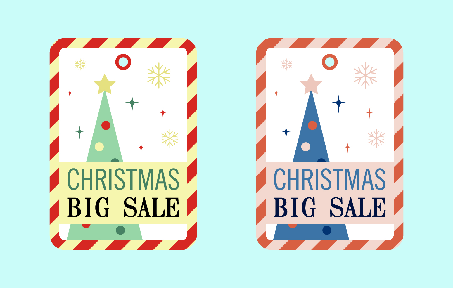 Christmas sale geometric stickers in vintage style