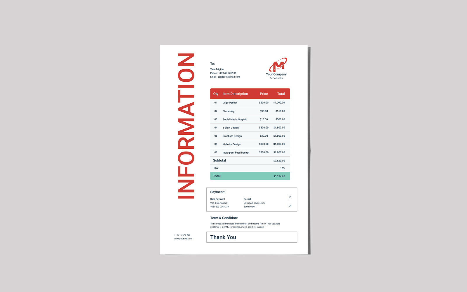 Information Invoice Medical Sector