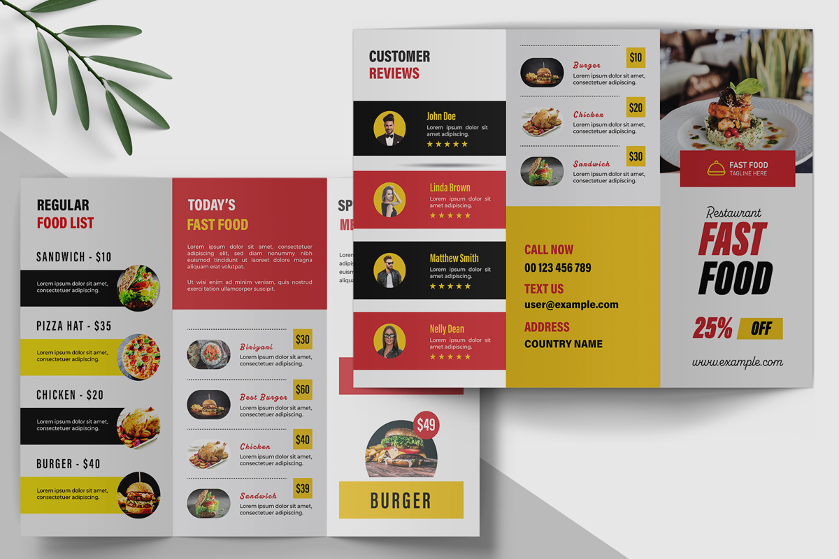 Food Restaurant Trifold Brochure