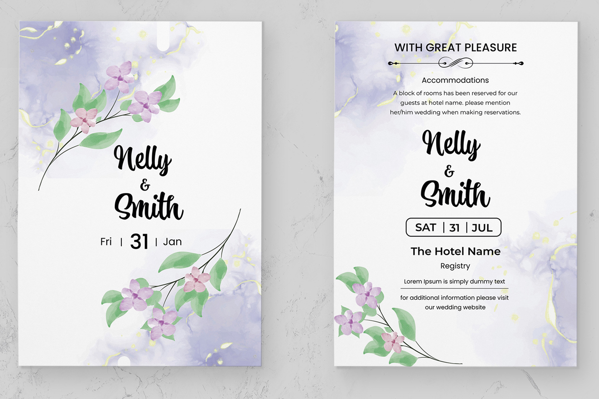 Flower Wedding Invitation Card Template