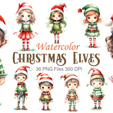 Christmas Elf Illustrations Templates 375920