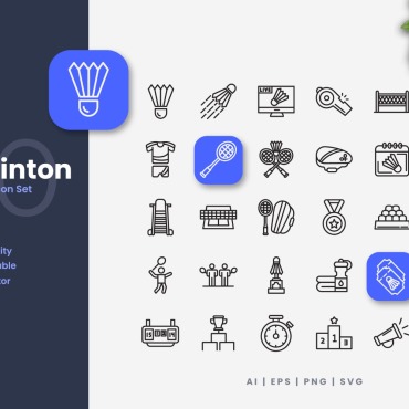 Collection Badminton Icon Sets 375934