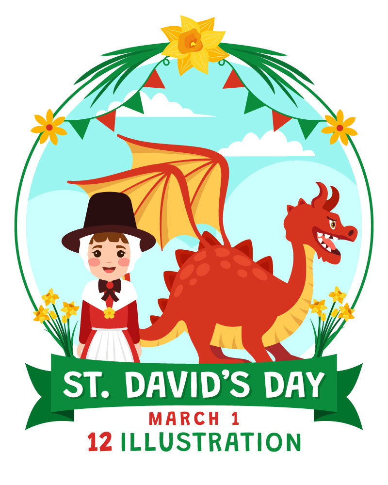 12 St David's Day Illustration