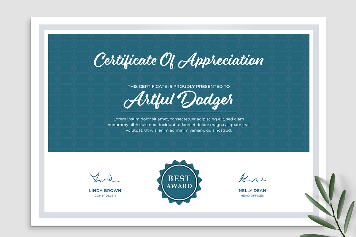 Certificate Of Appreciations Template