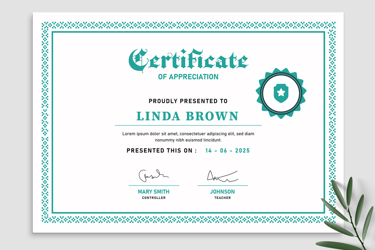 New Certificate Design Layout