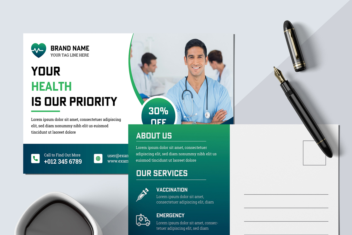 Medical Post Card Design Template