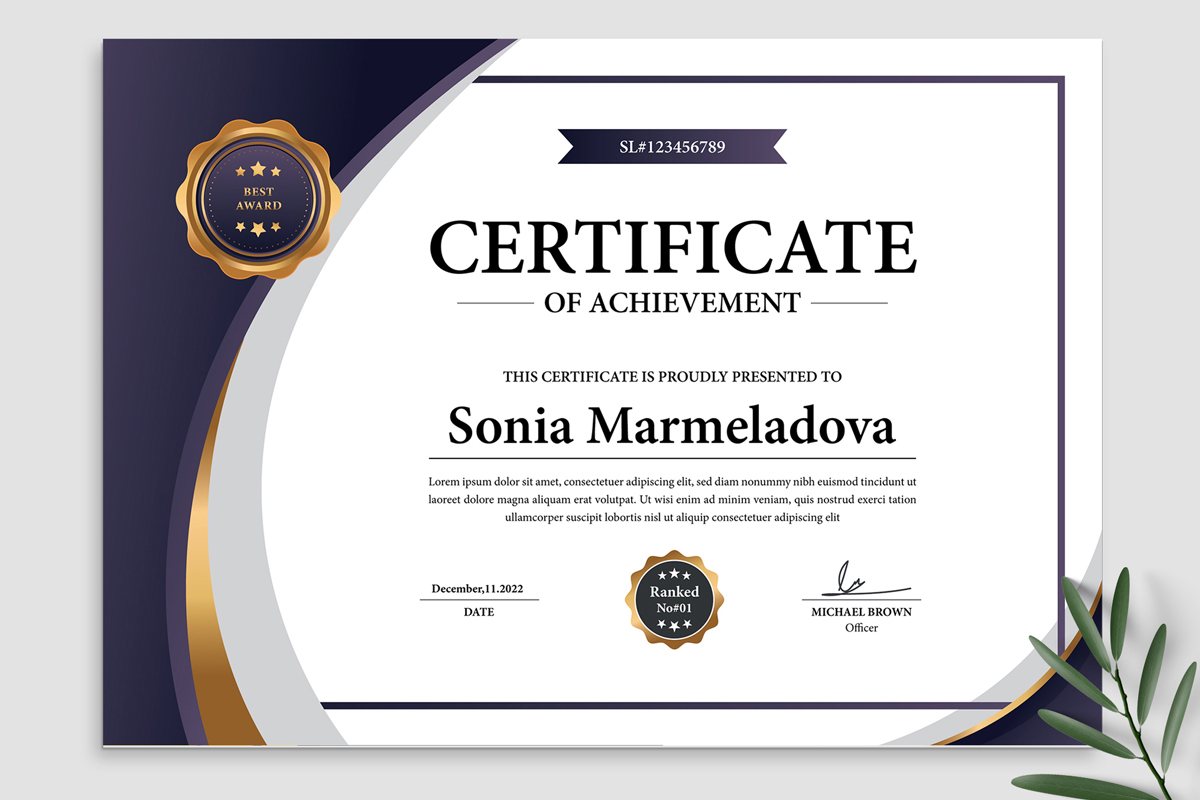 Achievement Of Certificate Template