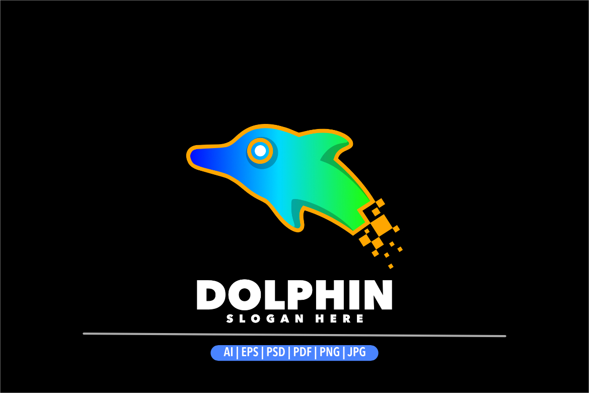 Dolphin pixel gradient colorful logo design