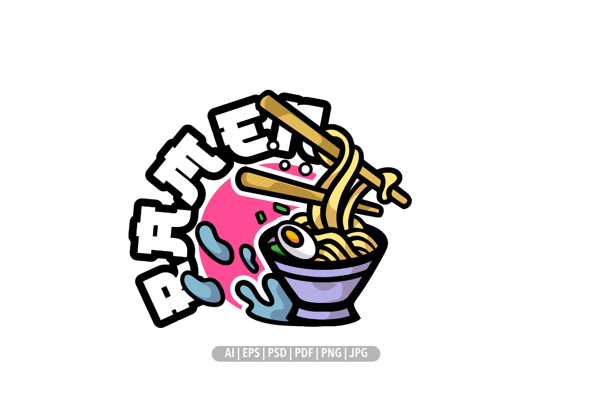 Cute ramen mascot logo design template