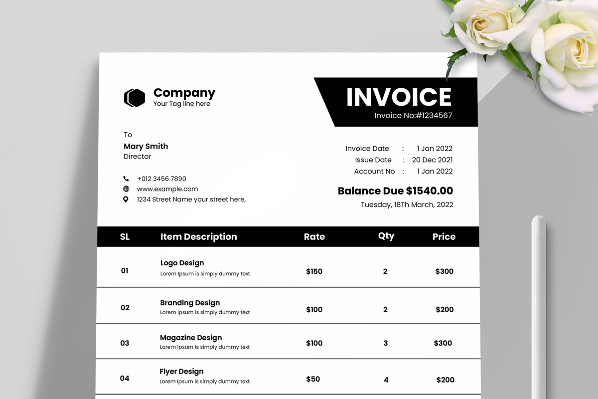 Black  And  white Invoice Templates