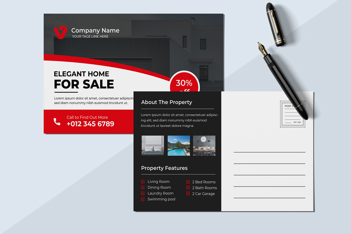 Company Post Card Design  Template