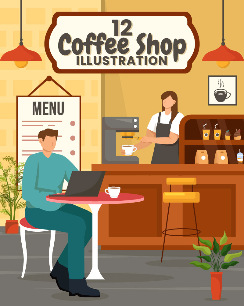 12 Coffee Shop Illustration