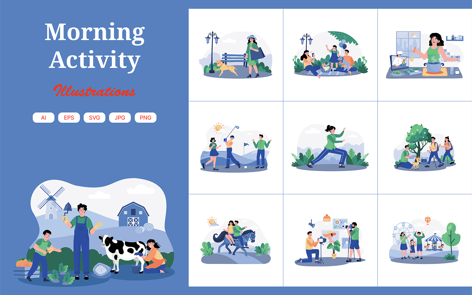 M734_Morning Activity Illustration Pack 2