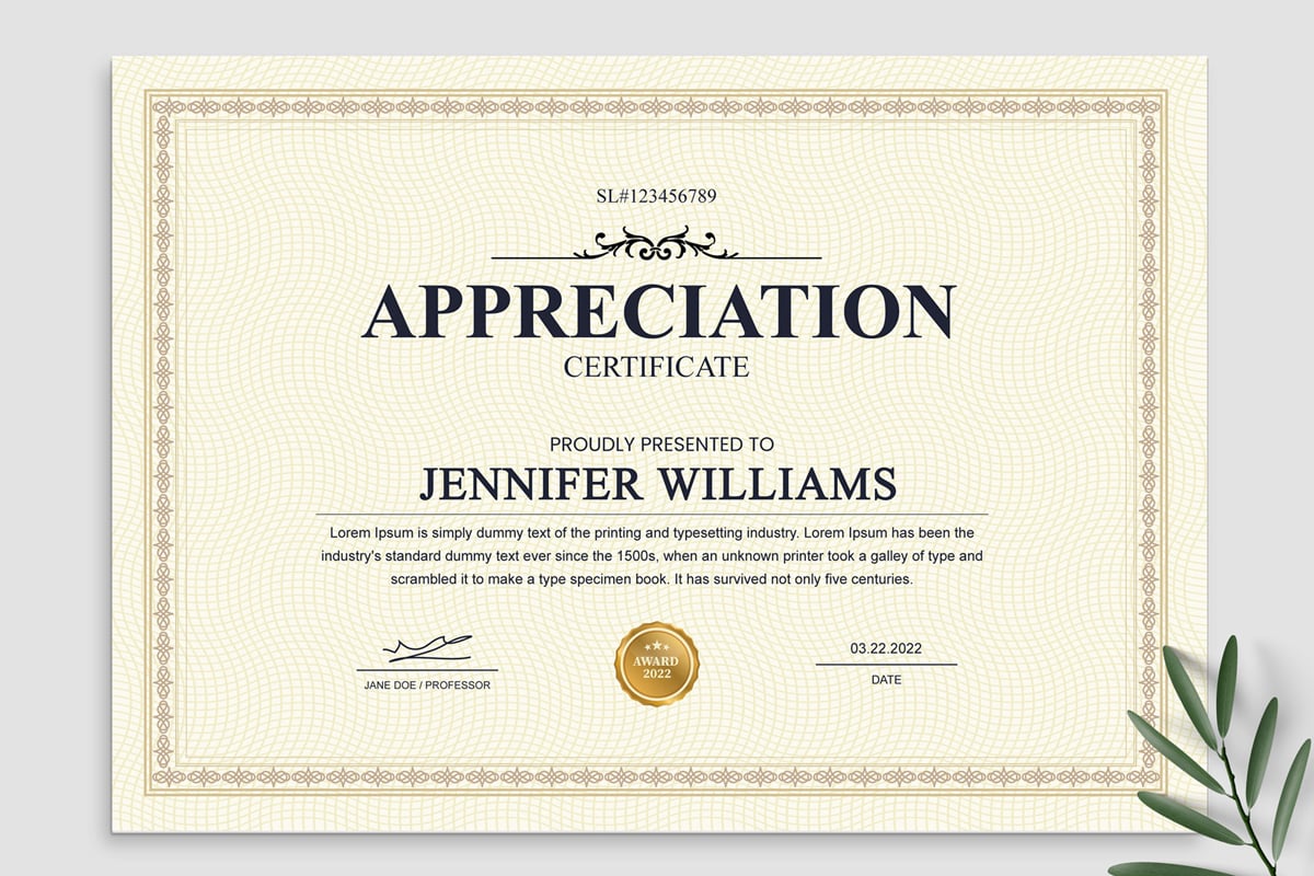 Certificates of Appreciation Layout
