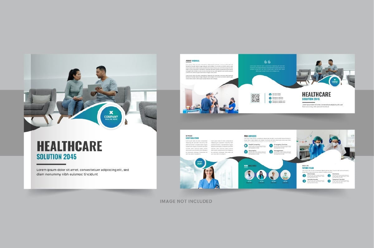 Healthcare or medical square trifold brochure design or medical service trifold
