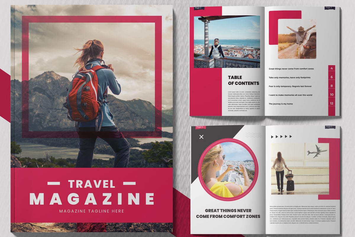 Travel Magazine Layout Templates