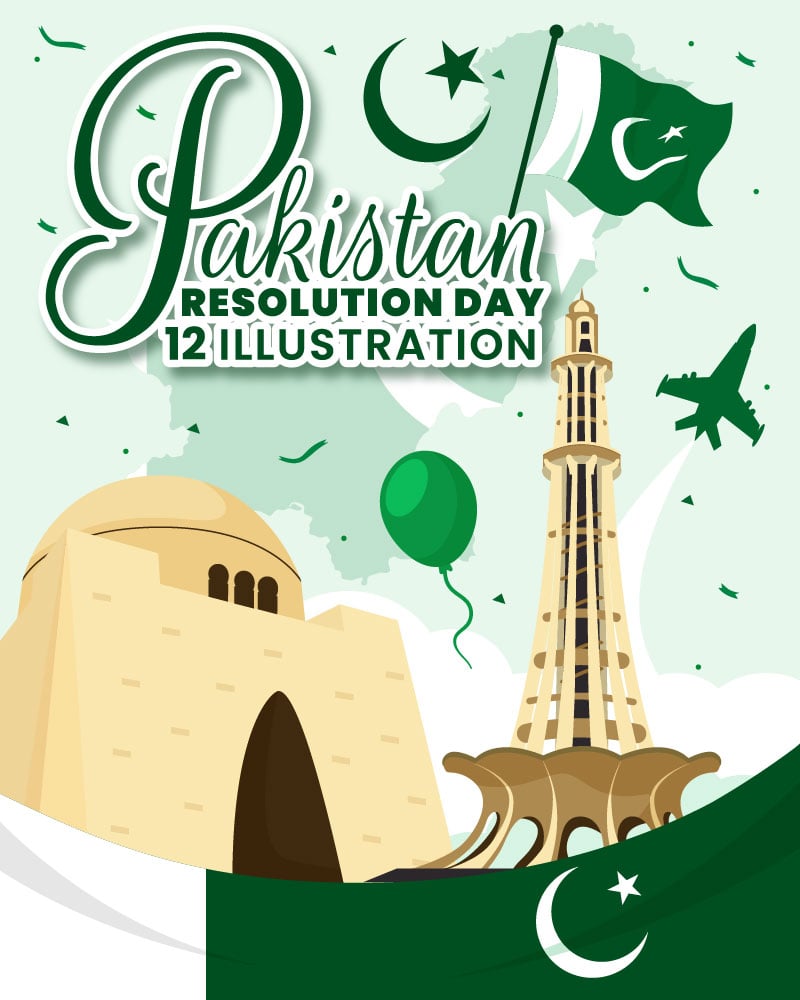 12 Pakistan Resolution Day Illustration